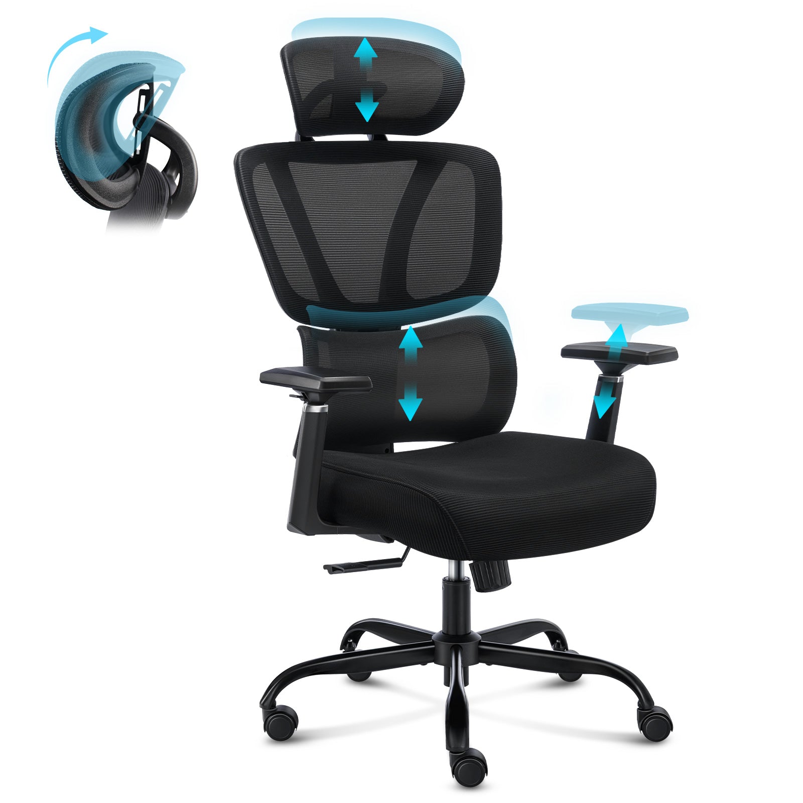 GGCIR High Back Ergonomic Office Chair with Lumbar Support 3D Armrests