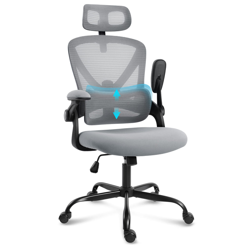 Ergonomic office chair with adjustable lumbar support and padded arms