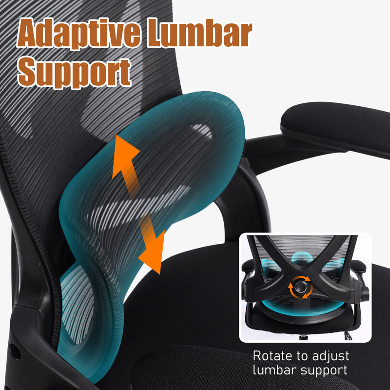 Close-up of adjustable lumbar support on ergonomic office chair