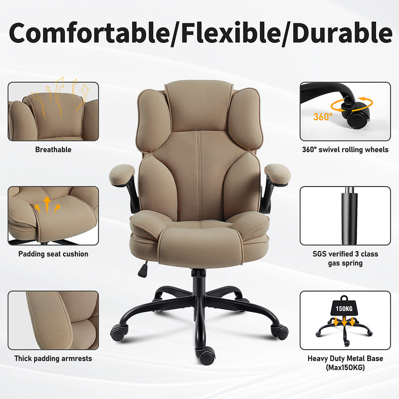 Office chair with adjustable height, 360 swivel wheels, and heavy-duty metal base