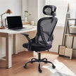 GGCIR Black Ergonomic Office Chair in a home office setup, demonstrating its ergonomic support and stylish design for comfortable remote work.