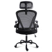 Rear view of the GGCIR Black Ergonomic Office Chair, displaying the breathable mesh backrest and adjustable headrest for enhanced posture support.