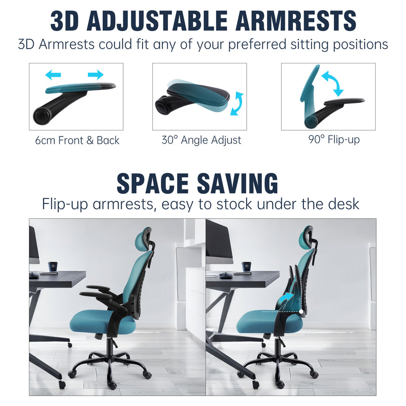 Office chair with adjustable armrests and support features