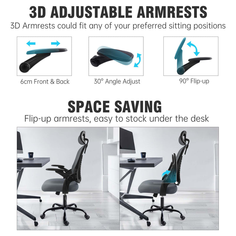 Office chair with adjustable armrests