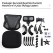 Package contents of the GGCIR Ergonomic Office Chair, including backrest, seat, armrests, hardware kit, gas lift, legs, and casters for assembly.