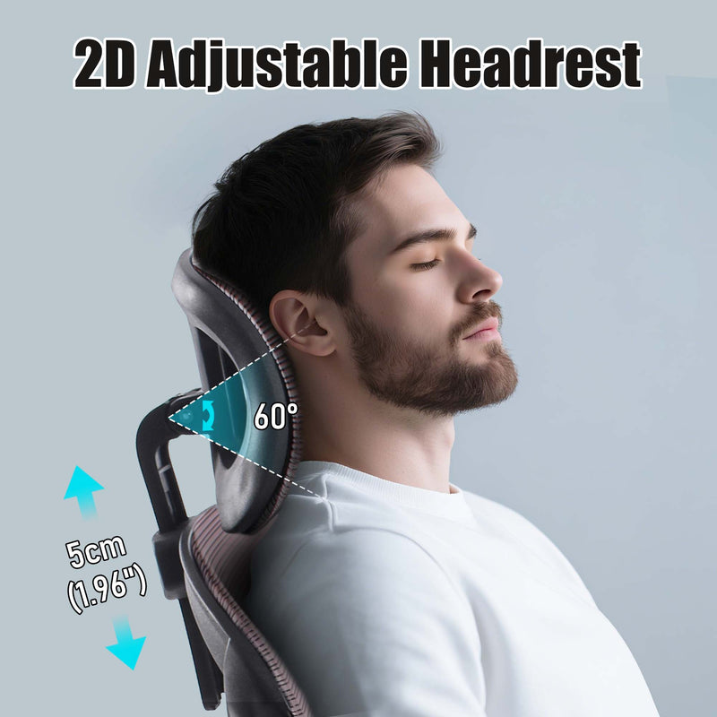 Head and neck support ergonomic office chair with 2D adjustable headrest