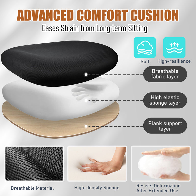 Mesh ergonomic office chair with breathable material and high-density sponge
