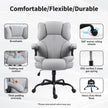GGCIR grey executive office chair features breathable fabric, thick padding, 360° swivel wheels, and heavy-duty metal base.