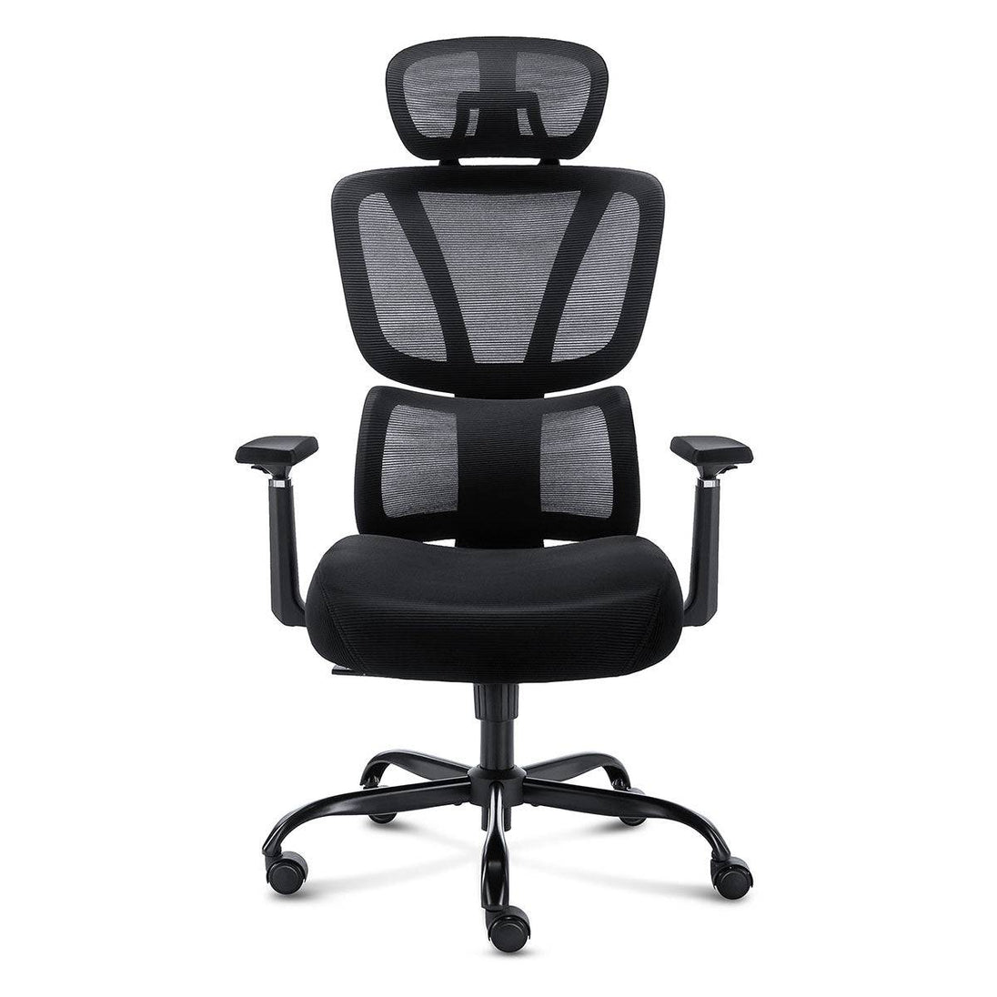 GGCIR high back ergonomic office chair in black with lumbar support, 3D adjustable armrests, and mesh backrest for comfort.