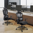 Two GGCIR ergonomic office chairs in a professional office setting, showcasing their sleek design and adjustable features.