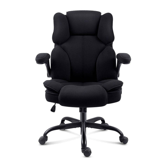 GGCIR Fabric Executive Office Chair in black with adjustable arms, ergonomic cushioning, and a sturdy wheeled base.