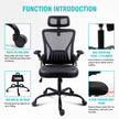 Detailed features of the GGCIR Mesh Ergonomic Office Chair, including mute PU rollers, SGS-certified cylinder, and 300 metal KD base.