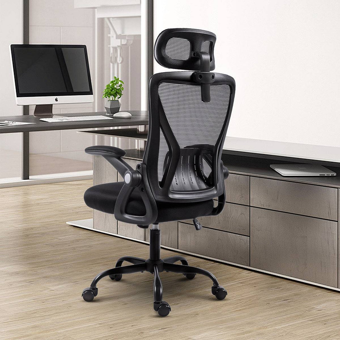 GGCIR Mesh Ergonomic Office Chair with Adjustable Headrest(Black) - 5784