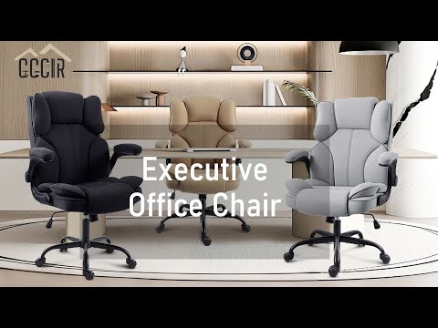 GGCIR high back fabric executive office chair with flip up arms in black