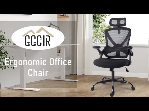 GGCIR ergonomic office chair with adjustable lumbar support and padded arms in black